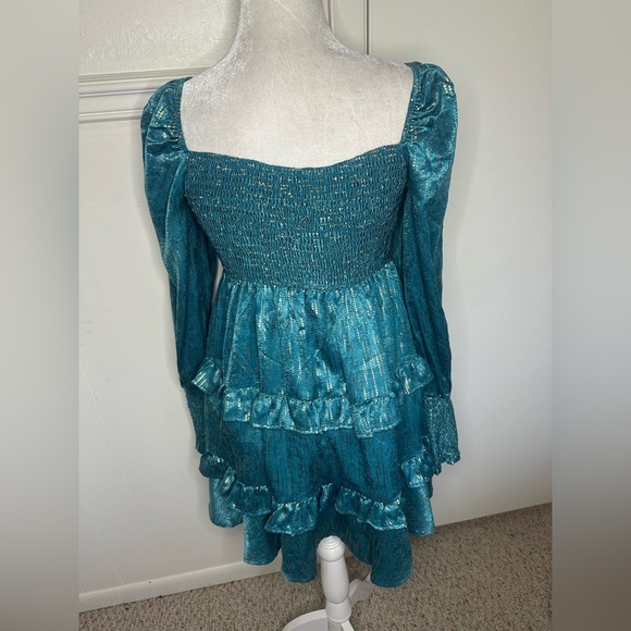 Vici Teal Long Sleeve Dress size Small - Picture 3 of 8